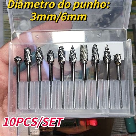 10 Peças De Carboneto Rotativo De Tungstênio 3 X 6mm Lima De Metal De