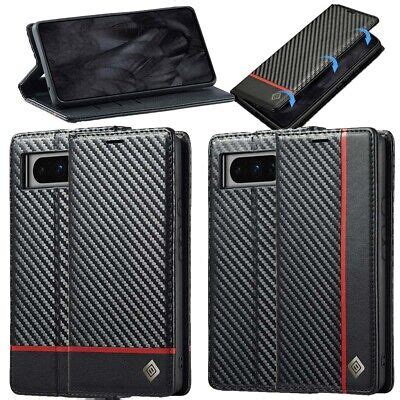 LC IMEEKE Handy Tasche für Google Pixel 8 PRO 8 7a Carbon Wallet Stripe