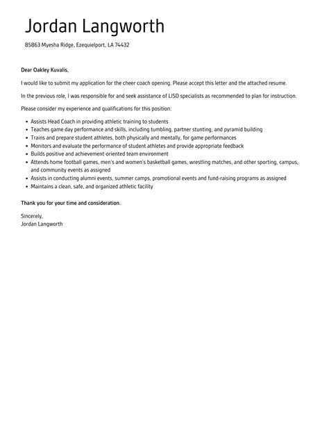 Letter Of Interest Template Youth Cheer Coach 6