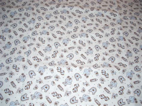 Baby Boy Small Baby Print On Blue Nursery Fabric Cotton