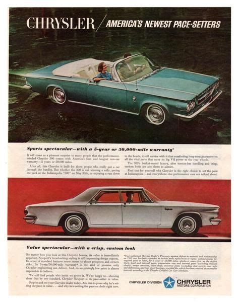 Vintage 1963 Chrysler 300 Convertible Car Magazine Print Ad Chrysler