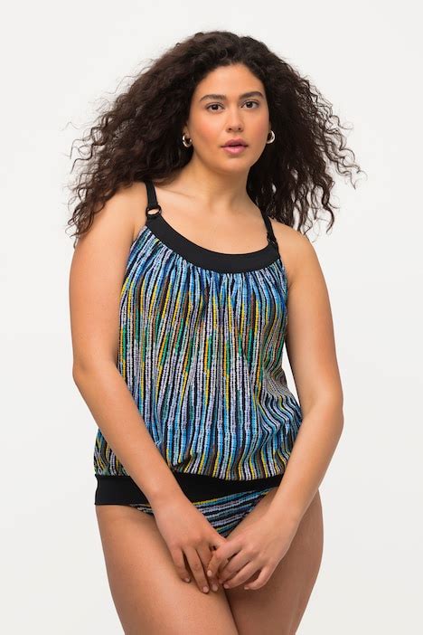 Tankini Con Fantasia A Righe Coppe Morbide E Spalline Regolabili