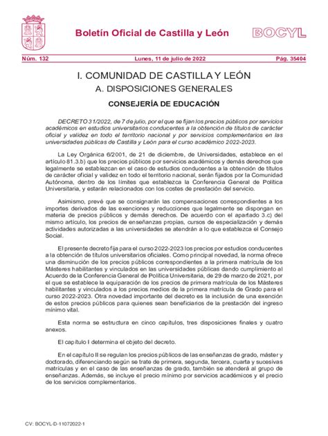 Fillable Online Bocyl Jcyl Decreto Por La Consejera De Educacin Para