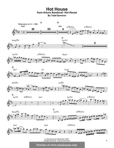 Hot House By T Dameron Sheet Music On Musicaneo