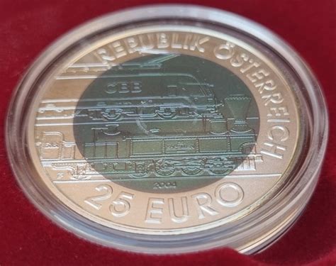 Österreich 25 Euro Silber Niob Münze 150 Jahre Semmeringbahn 2004