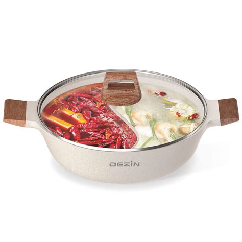 Dezin Qt Double Flavor Shabu Shabu Pot With Divider Dual Sided Nonstick Hot Pot Inch