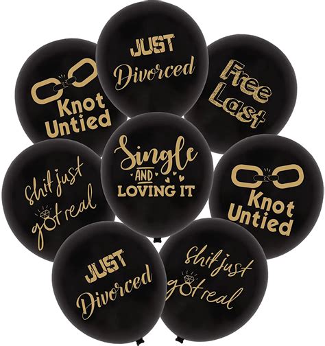 Funmemoir Funny Divorce Party Decorations 30pcs Black Just Divorced Latex Balloons Set For