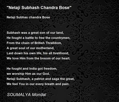 "Netaji Subhash Chandra Bose" - "Netaji Subhash Chandra Bose" Poem by ...