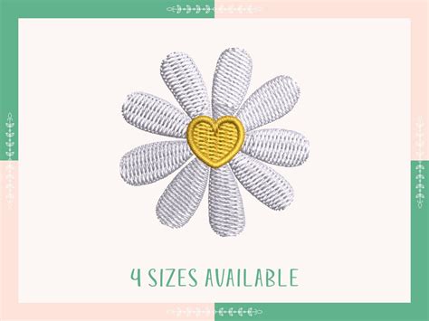 Mini Daisy Heart Flower Embroidery Design Floral Embroidery Cute Daisy Flower Instant