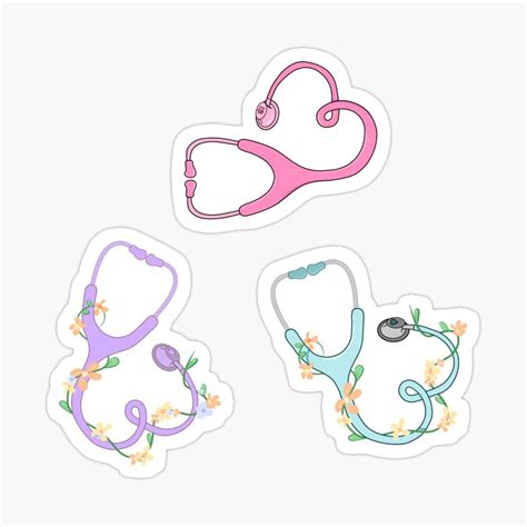 Colorful Heart Stethoscopes Sticker For Sale By Preslava Genova