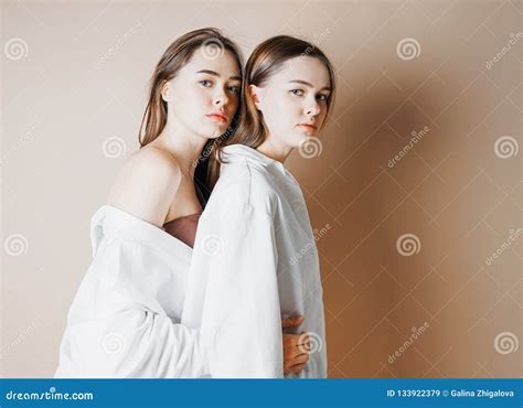 Fashion Models Two Sisters Twins Beautiful Nude Girls Looking At Stock Image Image Of Sister