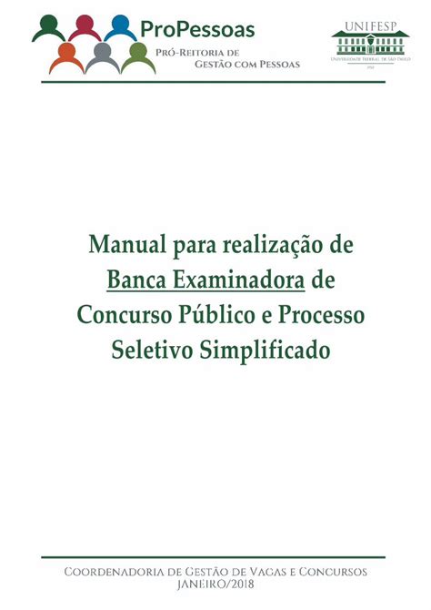 Pdf Manual Para Realiza O De Banca Examinadora De Concurso