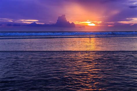 Dramatic Sunset In Kuta Beach Bali Indonesia Stock Image Image Of