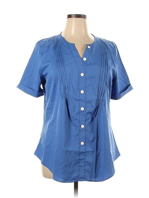 Just Fashion Now Blue Short Sleeve Blouse Size Xl 45 Off Thredup