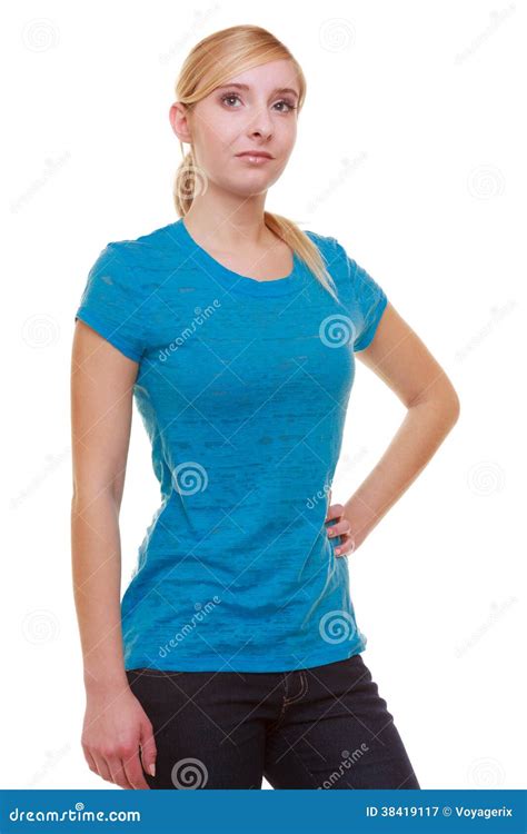 Étudiante De Sourire Blonde Occasionnelle De Fille De Portrait D isolement Université D