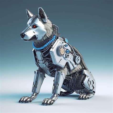 Beau Chien Cyborg Sibérien Robot Réaliste Animaux Mécaniques Ai