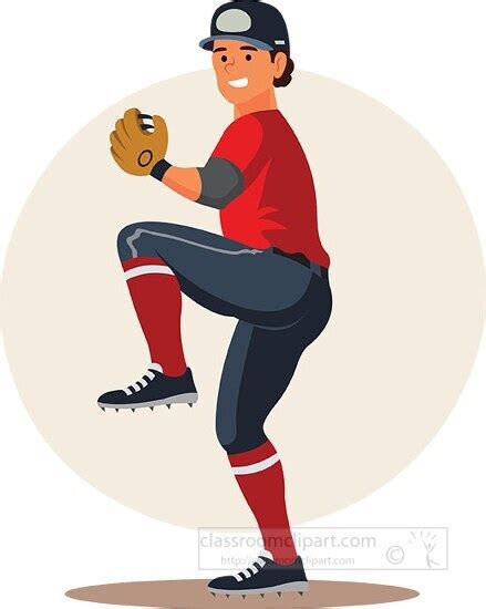 Ball Sports Clipart-baseball player pitcher prepares to throw ball clipart