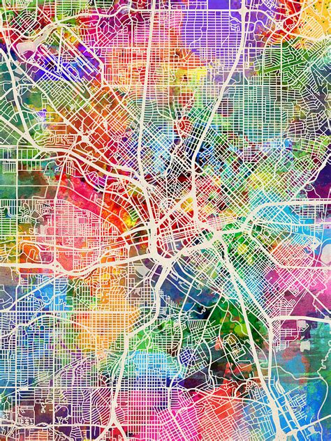 Dallas Texas City Map Digital Art By Michael Tompsett