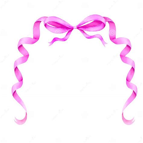 Watercolor Of Pink Ribbon Border Frame With Clipping Path Happy Birth