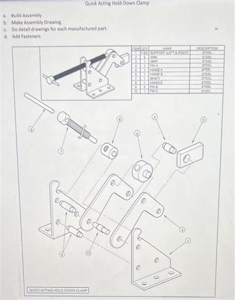 Quick Acting Hold Down Clamp A Build Assembly B Chegg