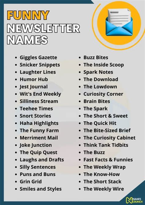 590 Funny Newsletter Names To Spark Your Creativity Names Crunch