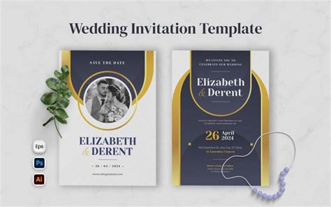 Plantilla De Invitaci N De Boda De Concepto Azul