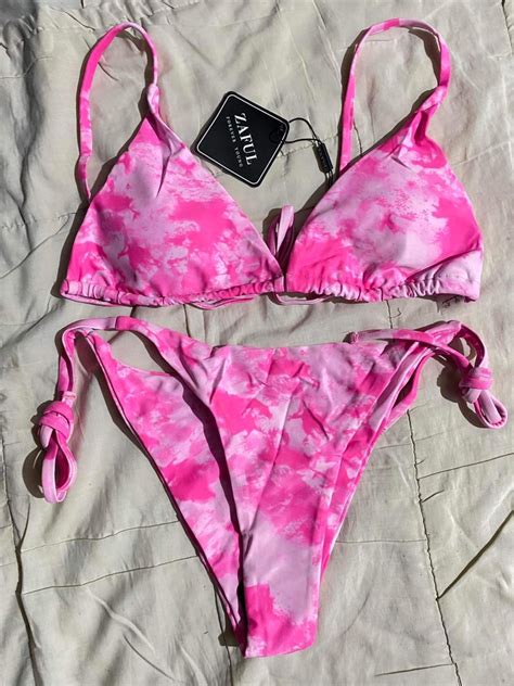 Pink Bikini Self Tie Women S Fashion Swimwear Bikinis Swimsuits On Carousell
