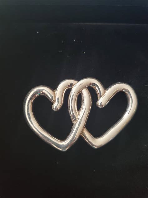 Sterling Silver Double Heart Pin Etsy