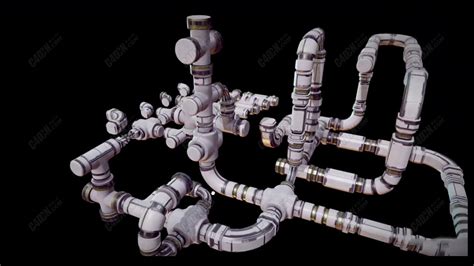 模块化科幻管道c4d模型 Techlab Modular Scifi Pipes 菜鸟cinema4d