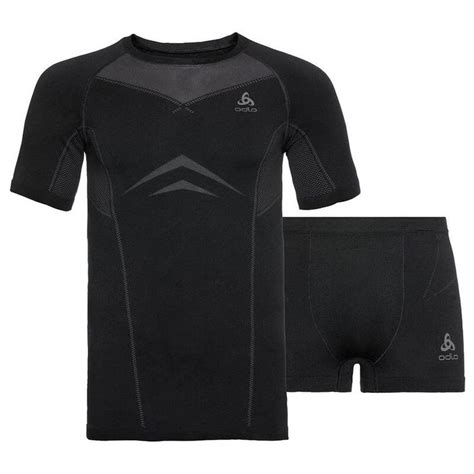 Odlo Mens Fundamentals Performance Light Baselayer Set Black Graphite