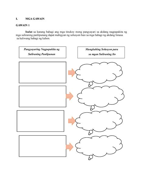 Mga Gawain Aralin Las I Mga Gawain Gawain Isulat Sa Kanang