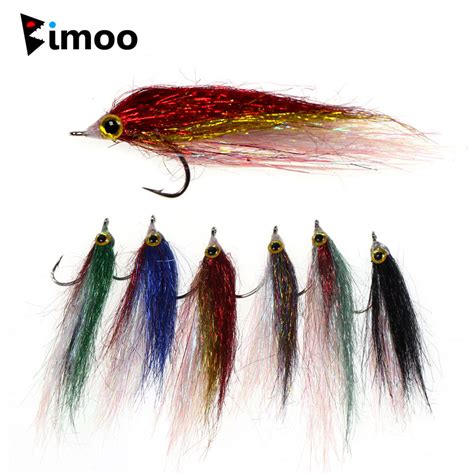 Bimoo 4pcs Slowly Sinking Wounded Minnow Fly Long Ice Dubbing Baitfish