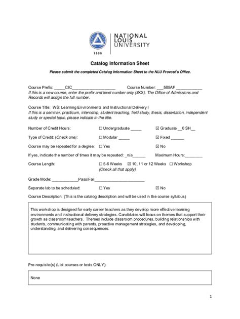 Fillable Online Course Change Request Form Norfolk State University