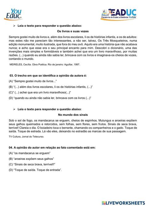 Questões Sobre Fato E Opinião Com Gabarito - Exercicios Sobre Fato E Opiniao Com Gabarito