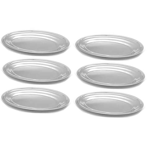 Kit Travessas De Inox Oval Cm Rasa Buffet Restaurante Para Salada