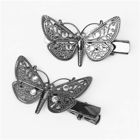 Embellished Silver Butterfly Hair Clips 2 Pack Claires Us