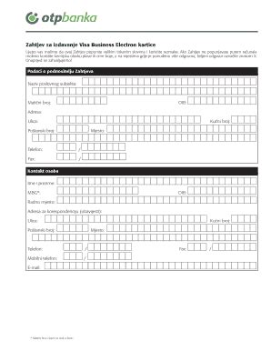 Fillable Online Otpbanka Zahtjev Za Izdavanje Visa Business Electron