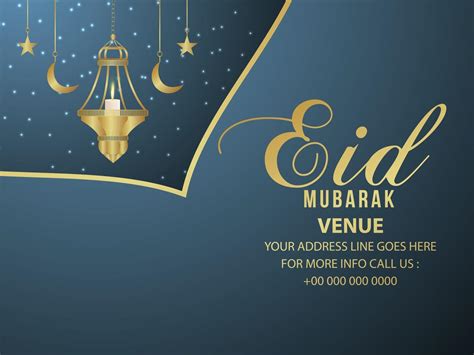 Eid Mubarak Invitation Greeting Card With Vector Illustration Of Golden