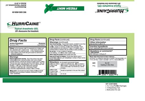 HURRICAINE TOPICAL ANESTHETIC Benzocaine Gel