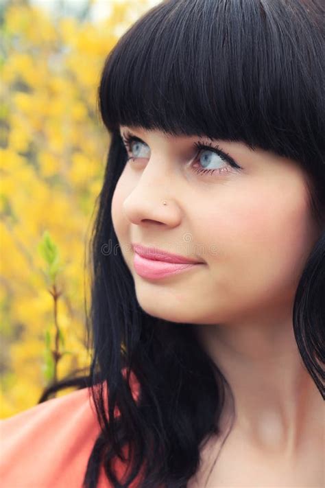 Beautiful Brunette With Red Lipstick Stock Photo Image Of Model Glamour