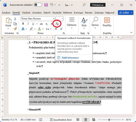 Jak Rychle Odstranit Form Tov N Ve Wordu Kl Vesov Zkratka