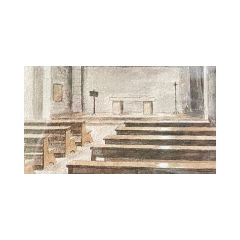 Vintage watercolor painting "inside a chapel", 1983