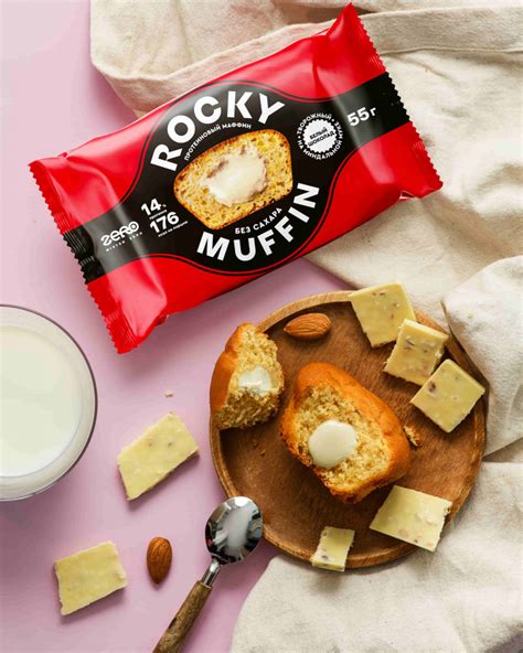 Маффин без сахара «Творожный» с начинкой «Белый шоколад» Rocky Muffin ...