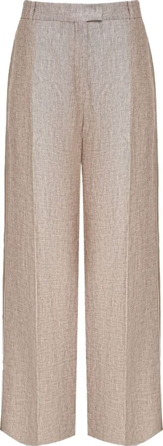 Storeez Stripe Detail Linen Wide Leg Trousers Shopstyle