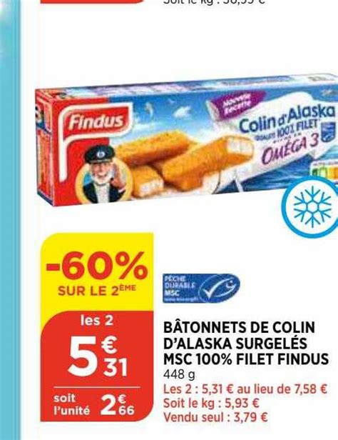 Promo B Tonnets De Colin D Alaska Surgel S Msc Filet Findus