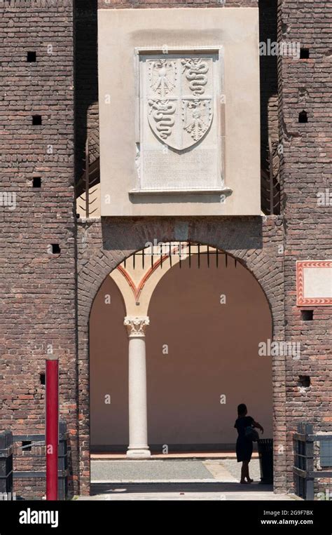 Italy Lombardy Milan Castello Sforzesco Castle Entrance Cortile