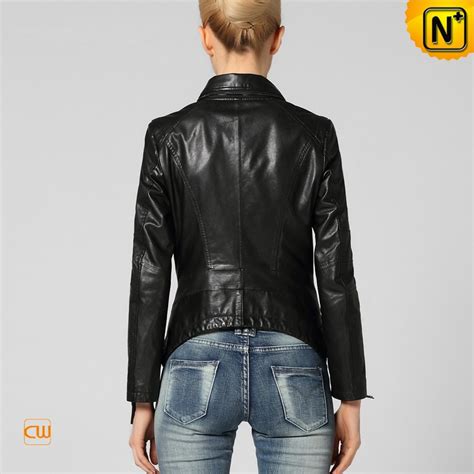 Fitted Cropped Black Leather Moto Jacket CW650036