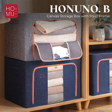 Promo Homu Honuno Canvas Storage Box L Kotak Penyimpanan Rangka Besi