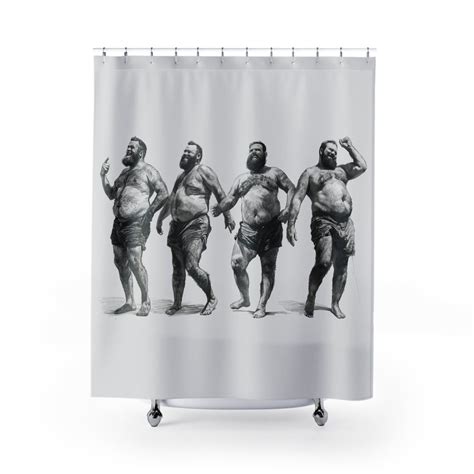 Dancing Gay Bear Shower Curtain Homoerotic Shower Curtain Sexy Bearded Man Bathroom Decor