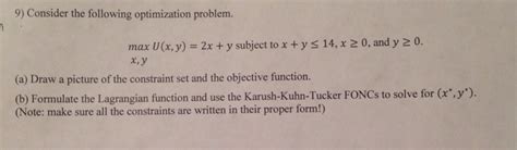 Solved Consider The Following Optimization Problem Max X Chegg